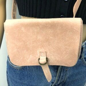 Garuglieri Italian Genuine Leather Pastel Pink Belt Bag Crossbody Bag.